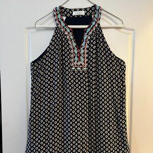 THML Navy Boho Patterned Halter Dress, Size M